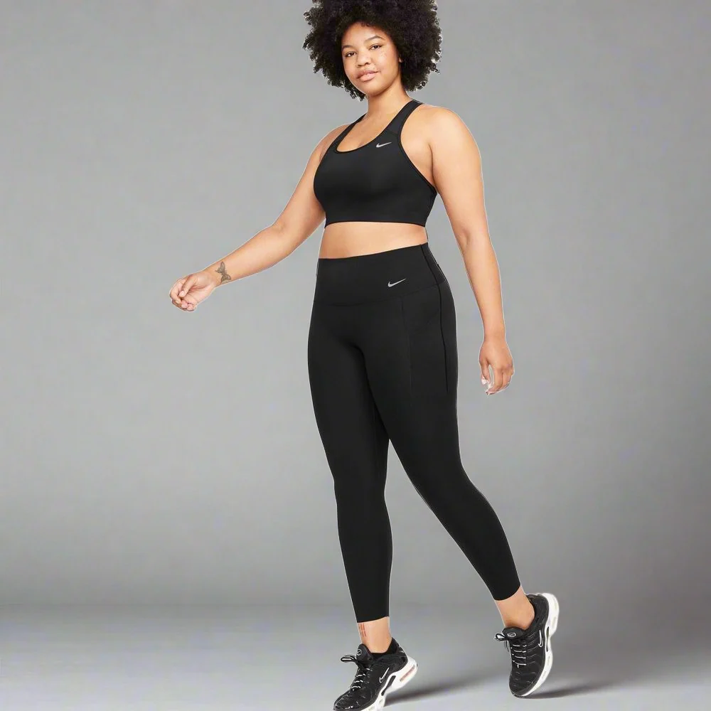 Womens Medium-Support High-Waisted 7/8 Leggings with Pockets - Black - Image 3