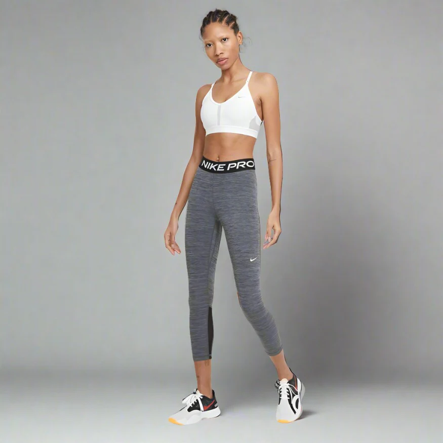 Womens Pro 365 Cropped Mesh Panel Leggings - Black Heather - Image 4